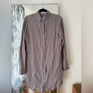 T by Alexander Wang Tencel Gray Button Medium Shirtdress